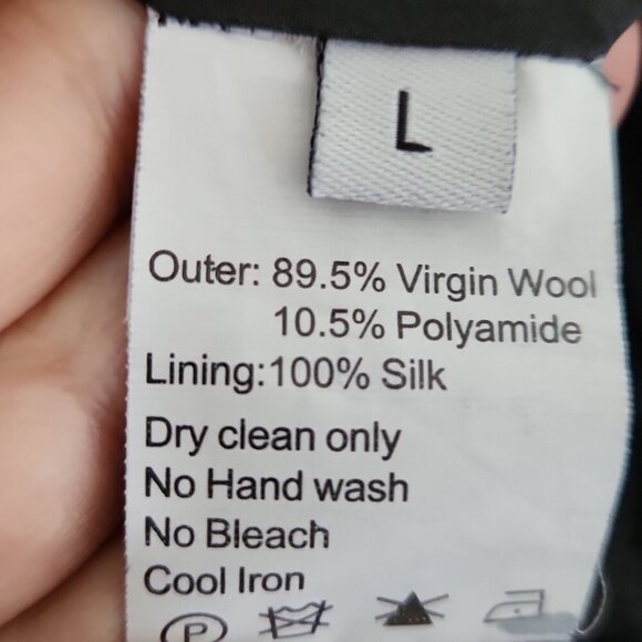 ANYA HINDMARCH | Short Wool Jacket Silk Lining Black Sz L - Picture 5 of 7